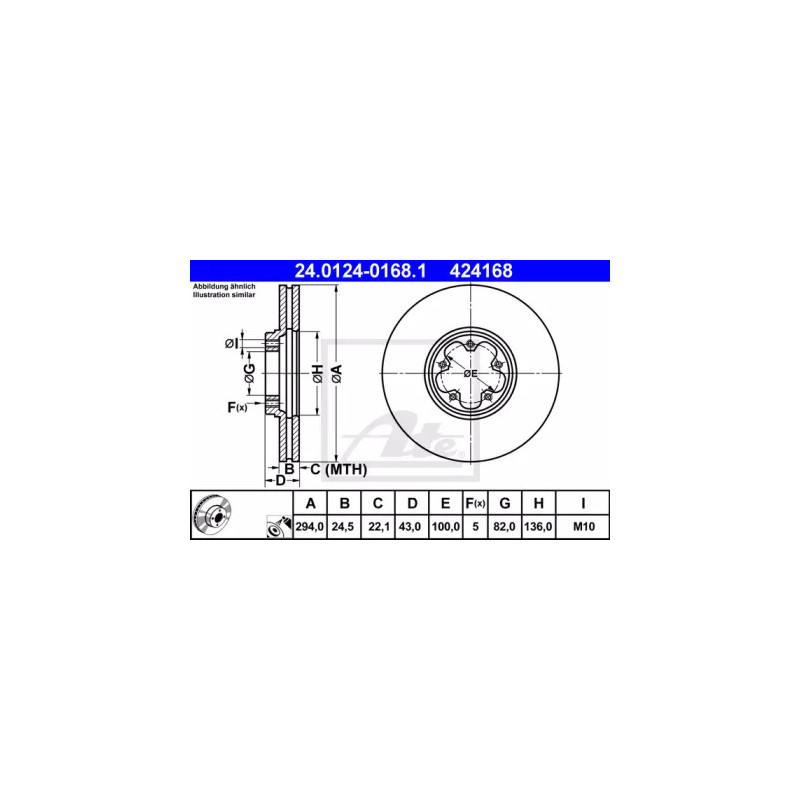 Stabdžių diskas  ATE 24.0124-0168.1