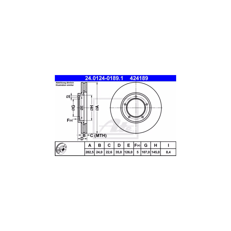Stabdžių diskas  ATE 24.0124-0189.1