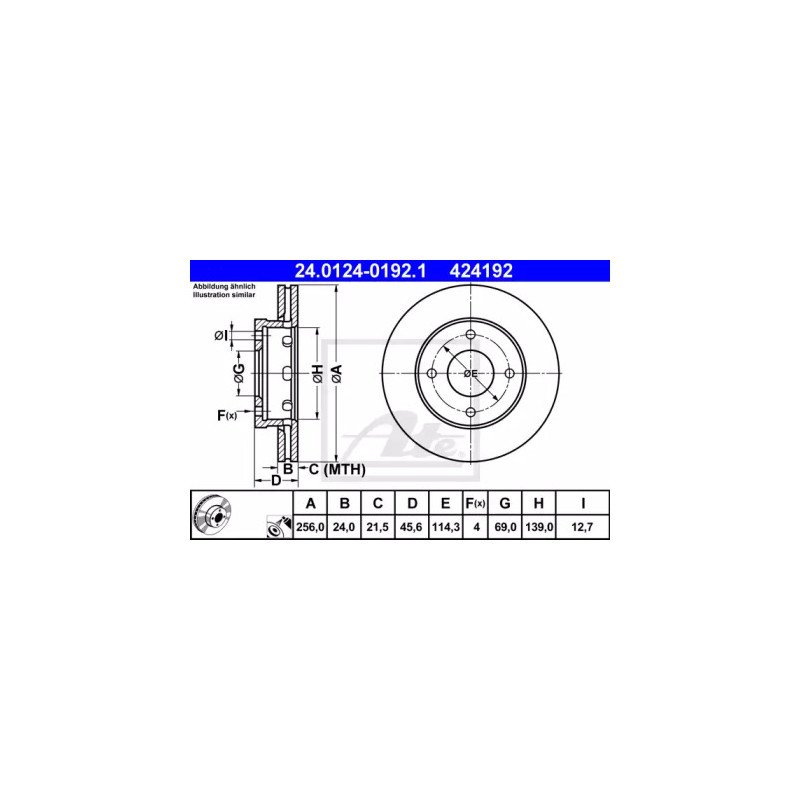 Stabdžių diskas  ATE 24.0124-0192.1