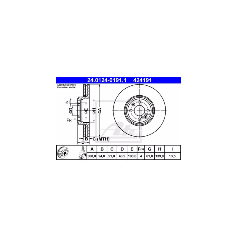 Stabdžių diskas  ATE 24.0124-0191.1