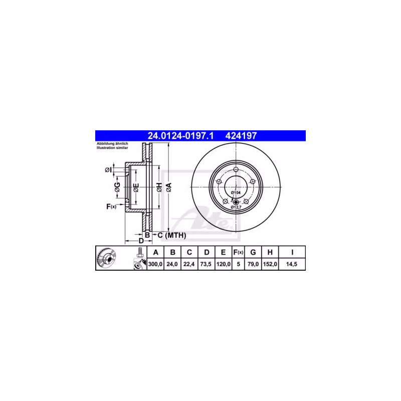 Stabdžių diskas  ATE 24.0124-0197.1