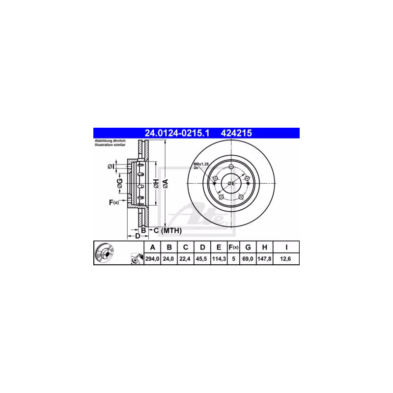 Stabdžių diskas  ATE 24.0124-0215.1