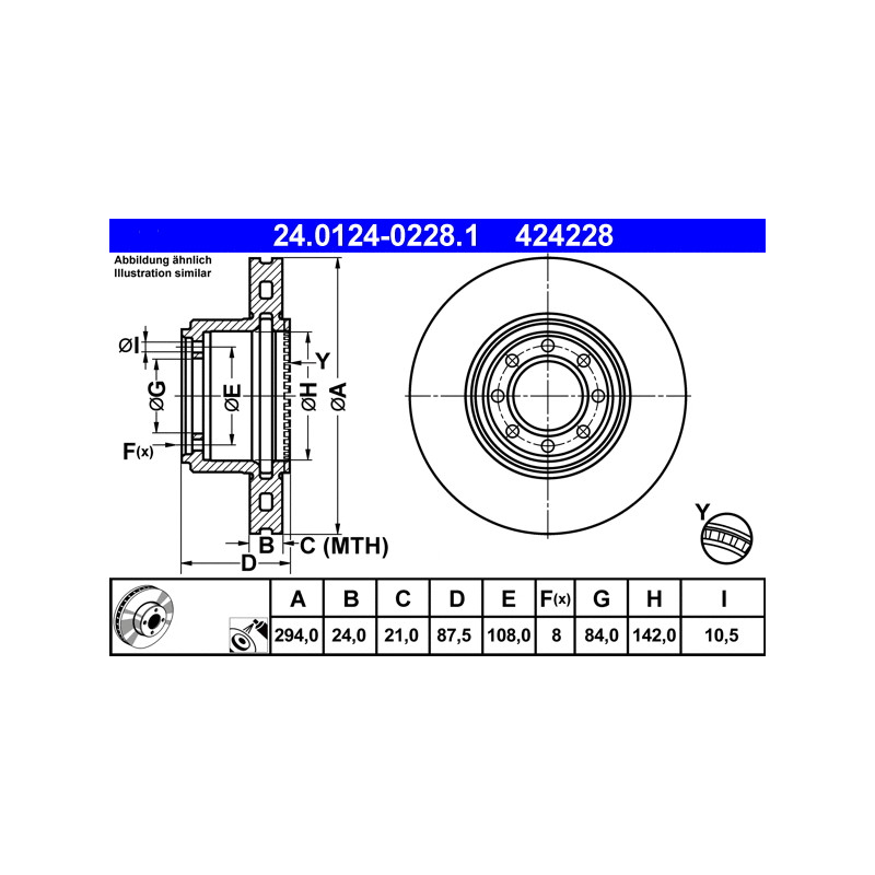 Stabdžių diskas  ATE 24.0124-0228.1