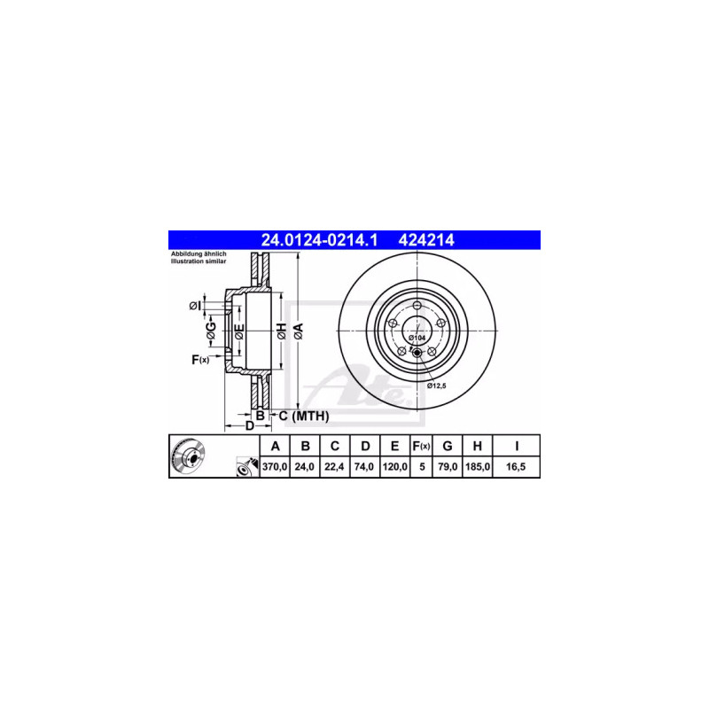 Stabdžių diskas  ATE 24.0124-0214.1