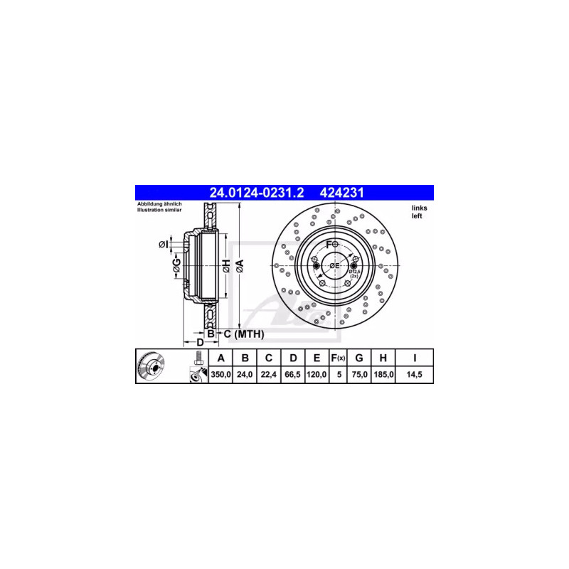Stabdžių diskas  ATE 24.0124-0231.2