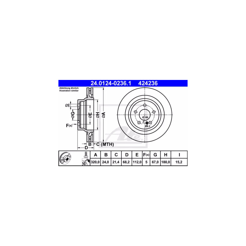 Stabdžių diskas  ATE 24.0124-0236.1