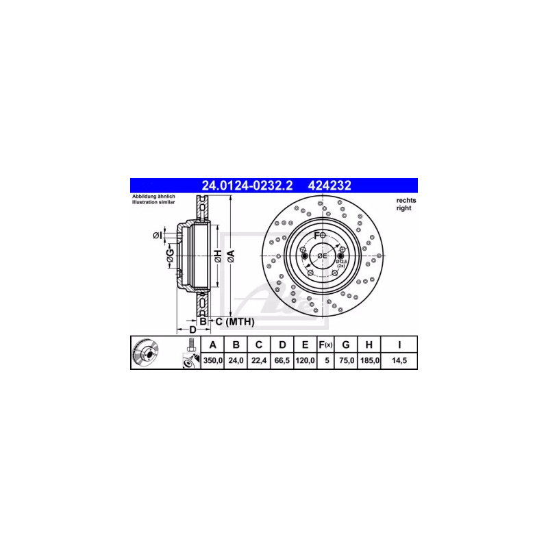 Stabdžių diskas  ATE 24.0124-0232.2