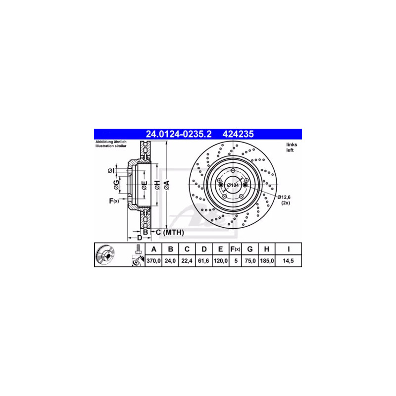 Stabdžių diskas  ATE 24.0124-0235.2