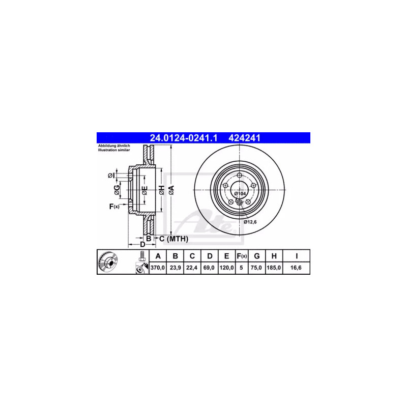 Stabdžių diskas  ATE 24.0124-0241.1