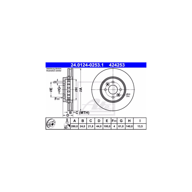 Stabdžių diskas  ATE 24.0124-0253.1