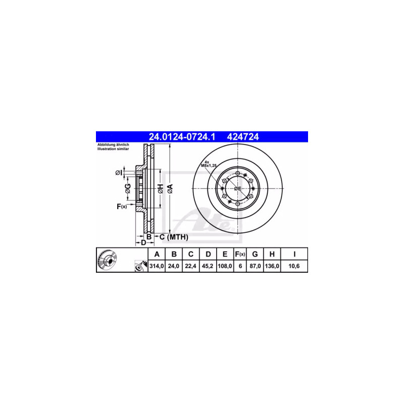 Stabdžių diskas  ATE 24.0124-0724.1
