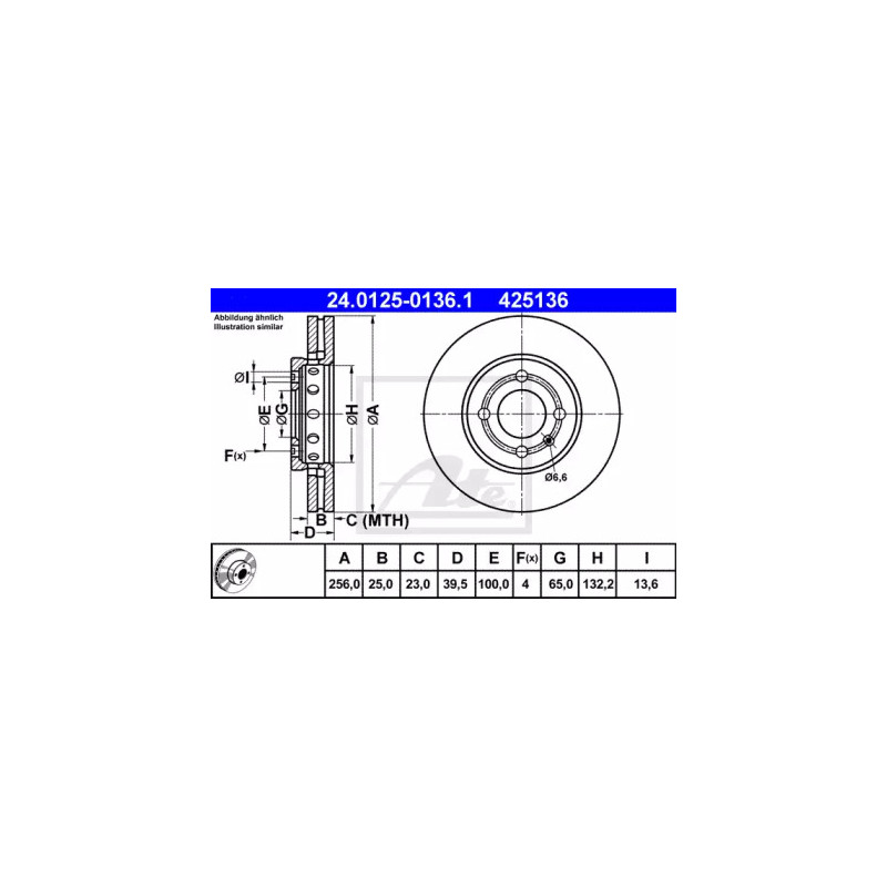 Stabdžių diskas  ATE 24.0125-0136.1