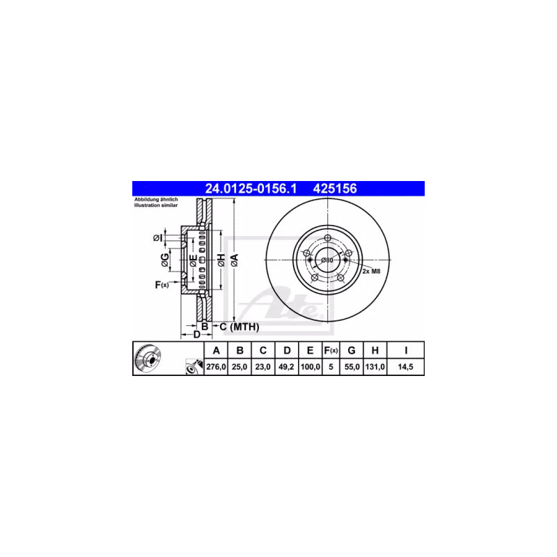 Stabdžių diskas  ATE 24.0125-0156.1
