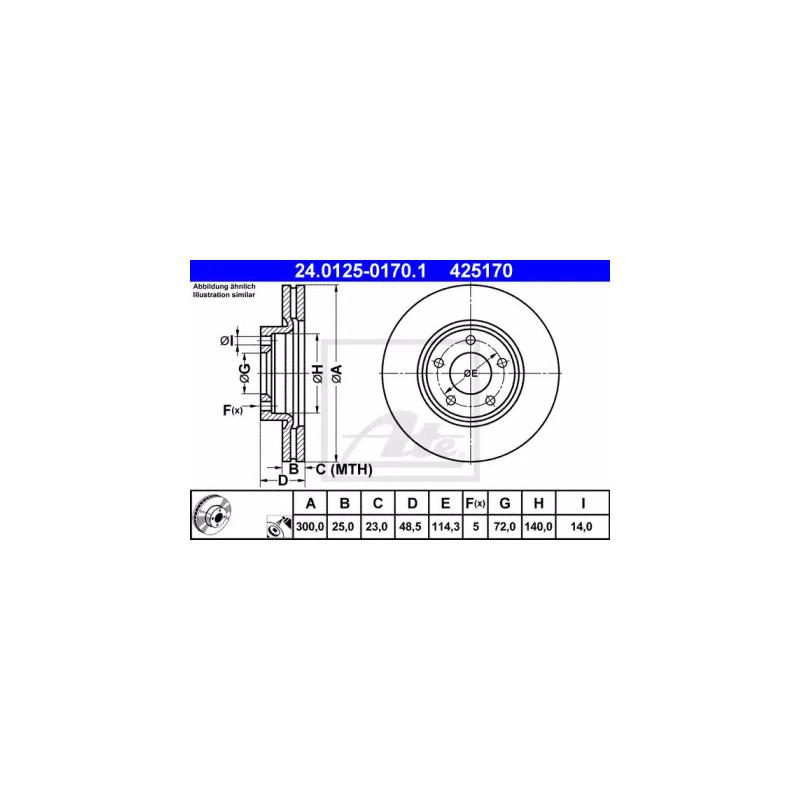 Stabdžių diskas  ATE 24.0125-0170.1