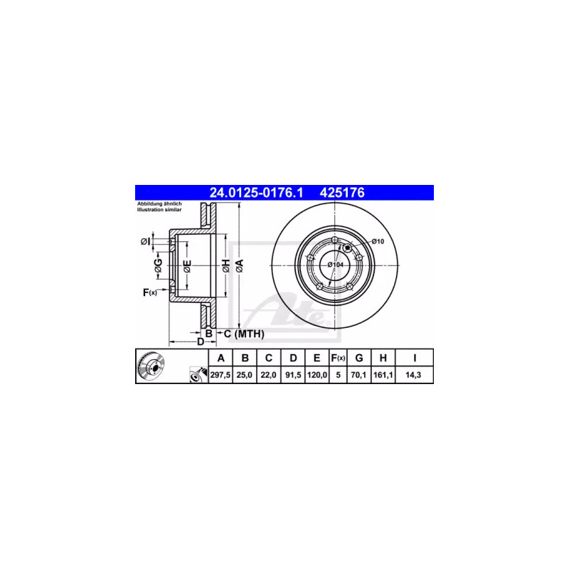 Stabdžių diskas  ATE 24.0125-0176.1