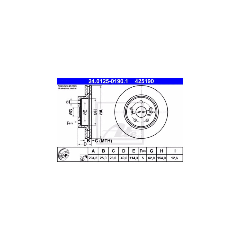 Stabdžių diskas  ATE 24.0125-0190.1