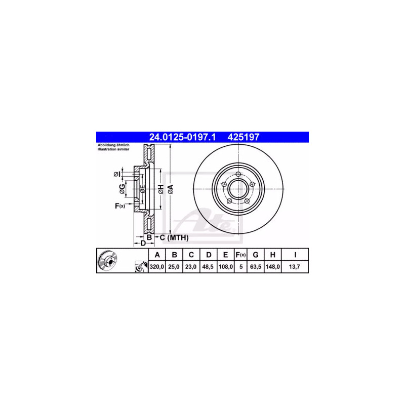 Stabdžių diskas  ATE 24.0125-0197.1