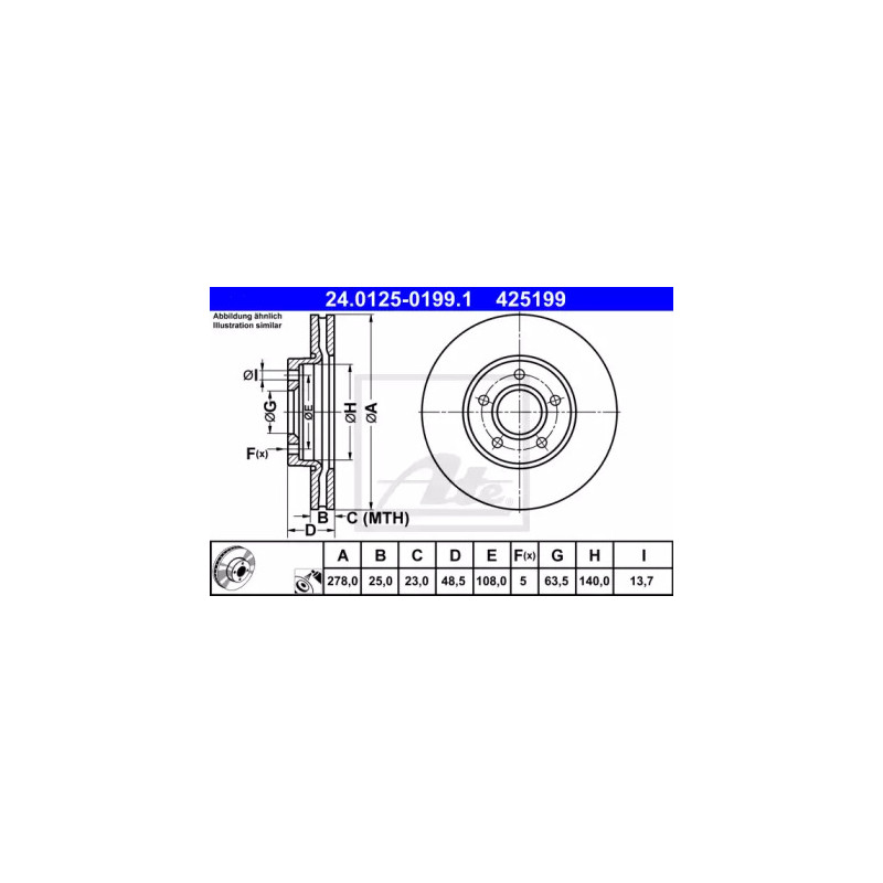 Stabdžių diskas  ATE 24.0125-0199.1