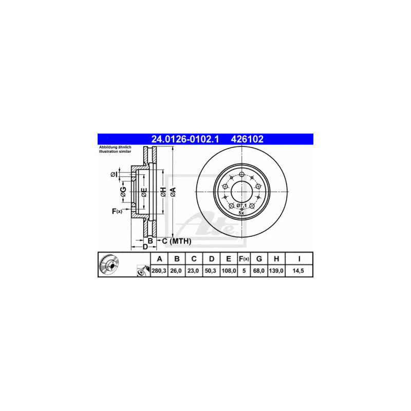 Stabdžių diskas  ATE 24.0126-0102.1