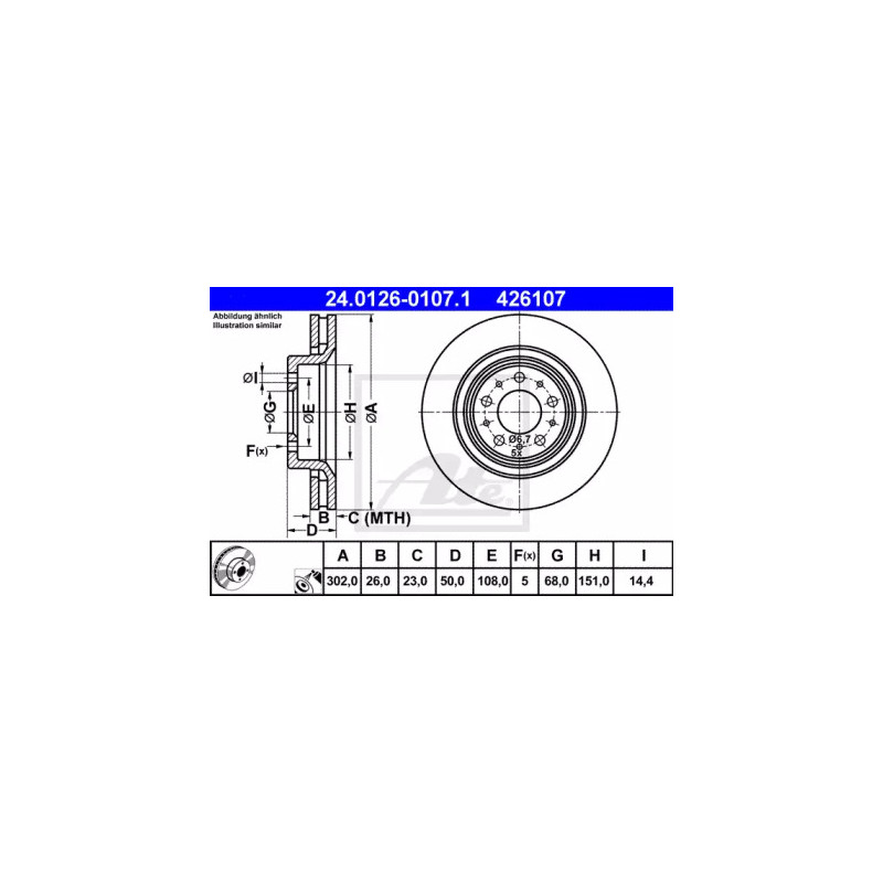 Stabdžių diskas  ATE 24.0126-0107.1