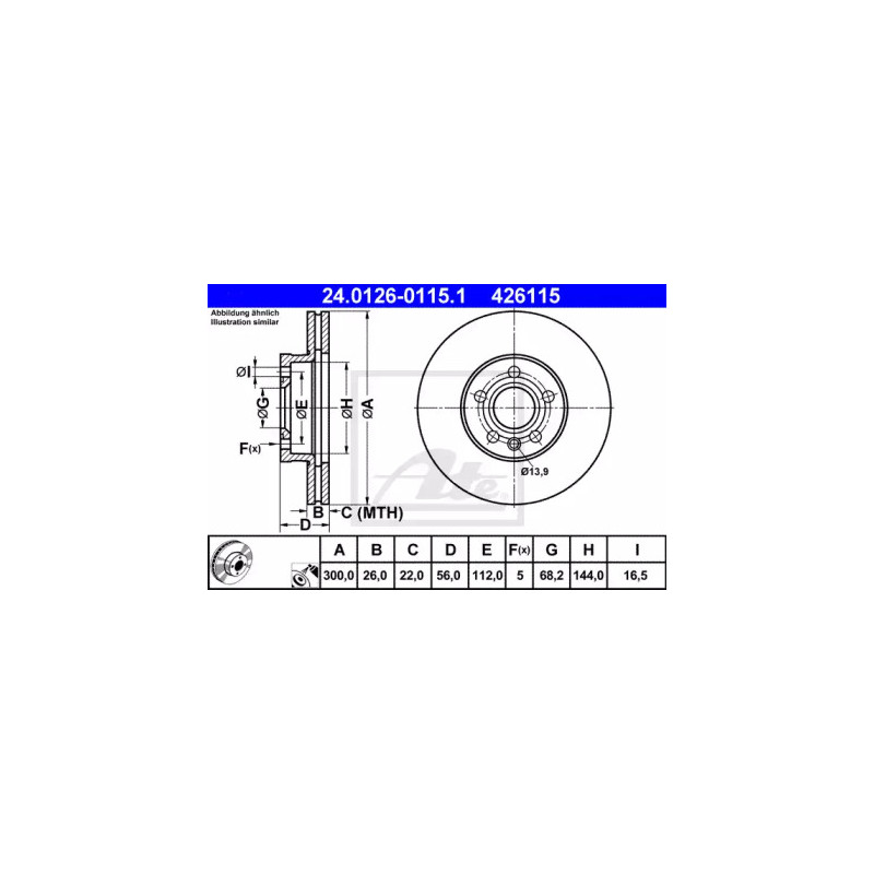 Stabdžių diskas  ATE 24.0126-0115.1