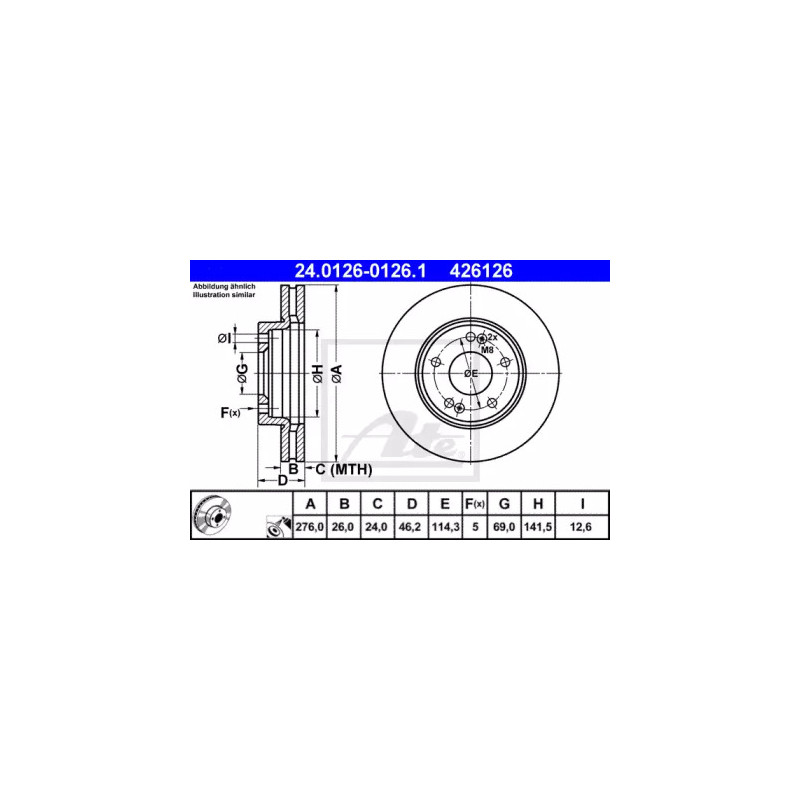Stabdžių diskas  ATE 24.0126-0126.1