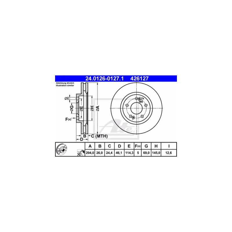 Stabdžių diskas  ATE 24.0126-0127.1