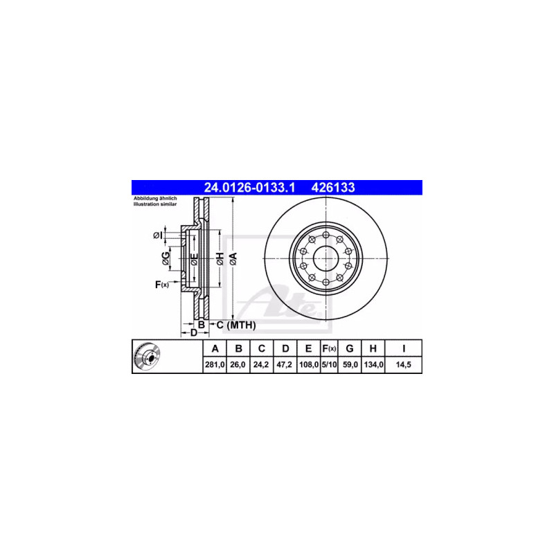 Stabdžių diskas  ATE 24.0126-0133.1