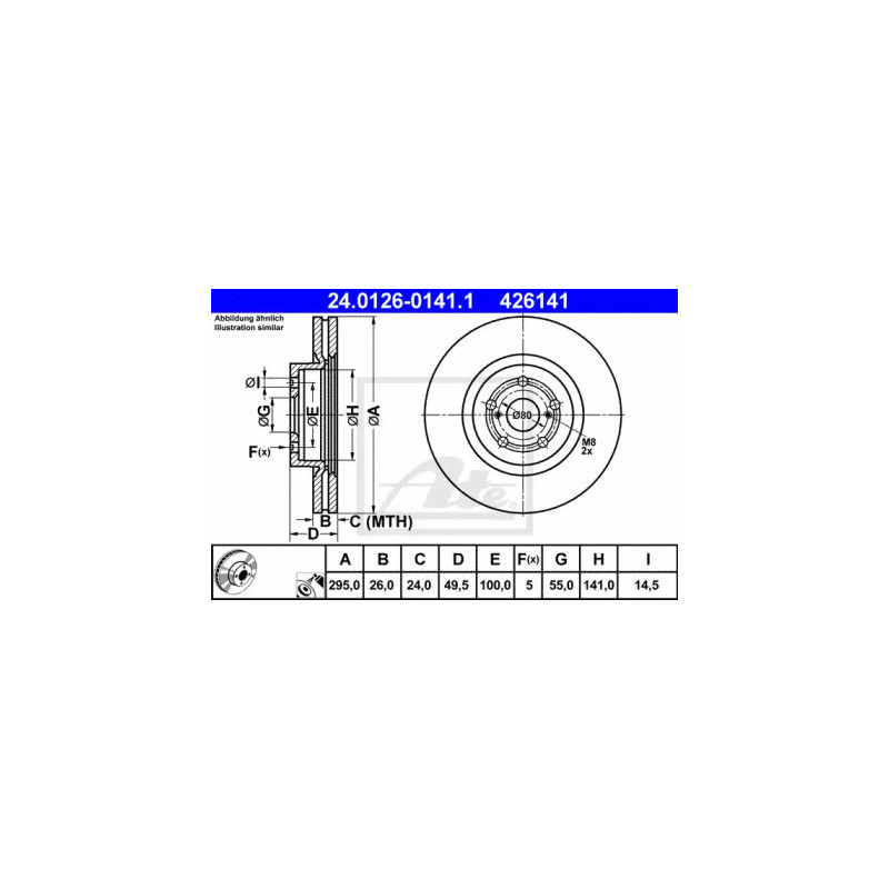 Stabdžių diskas  ATE 24.0126-0141.1
