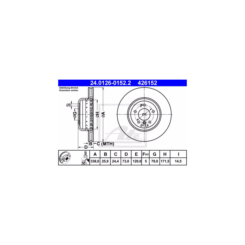 Stabdžių diskas  ATE 24.0126-0152.2