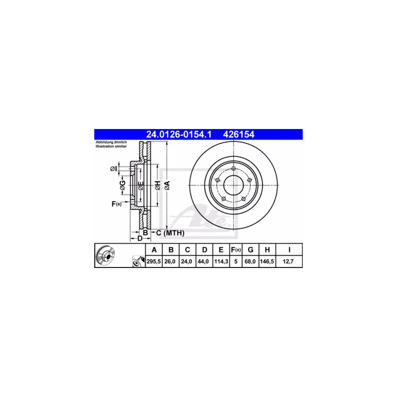 Stabdžių diskas  ATE 24.0126-0154.1