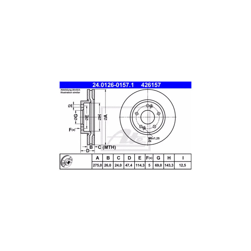 Stabdžių diskas  ATE 24.0126-0157.1