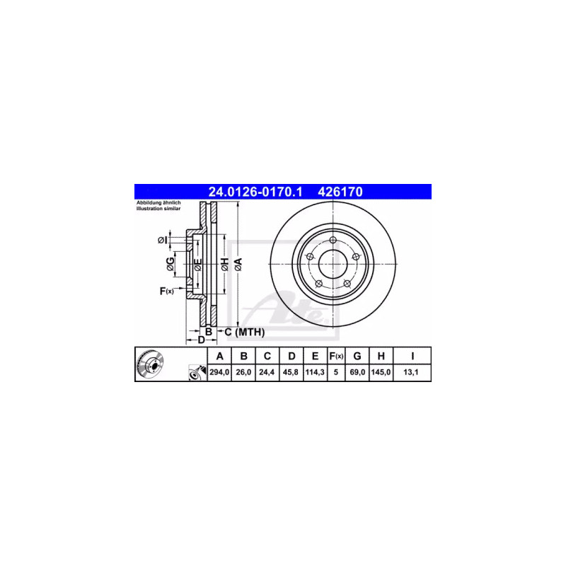 Stabdžių diskas  ATE 24.0126-0170.1
