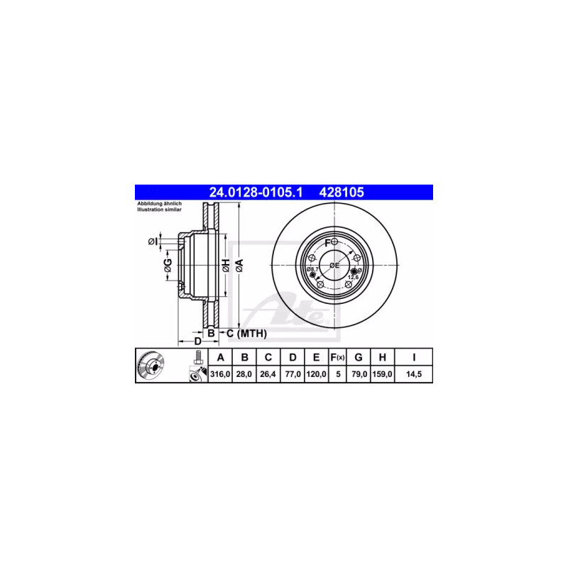 Stabdžių diskas  ATE 24.0128-0105.1