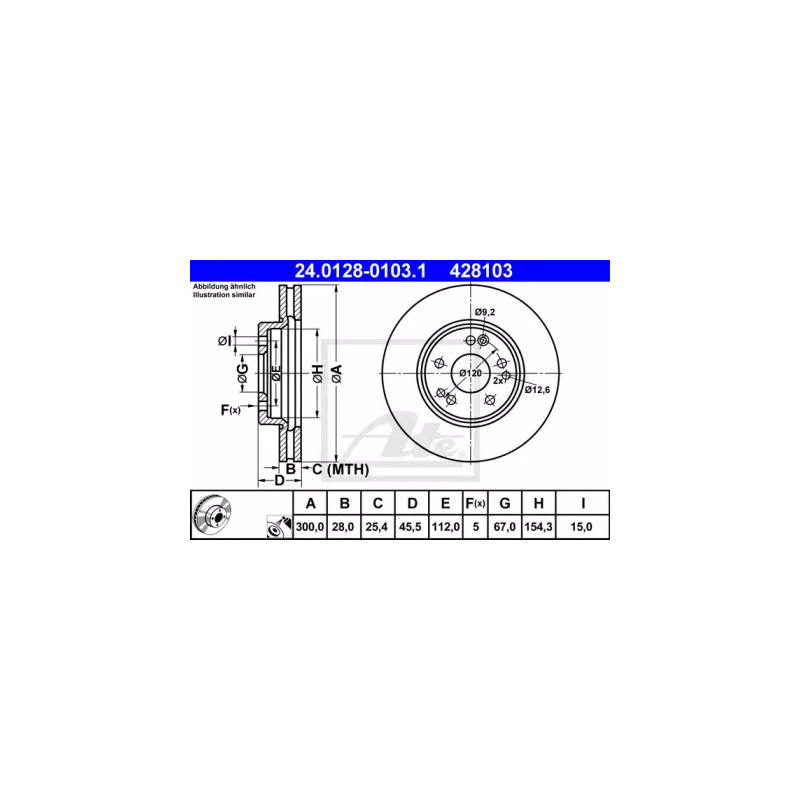 Stabdžių diskas  ATE 24.0128-0103.1