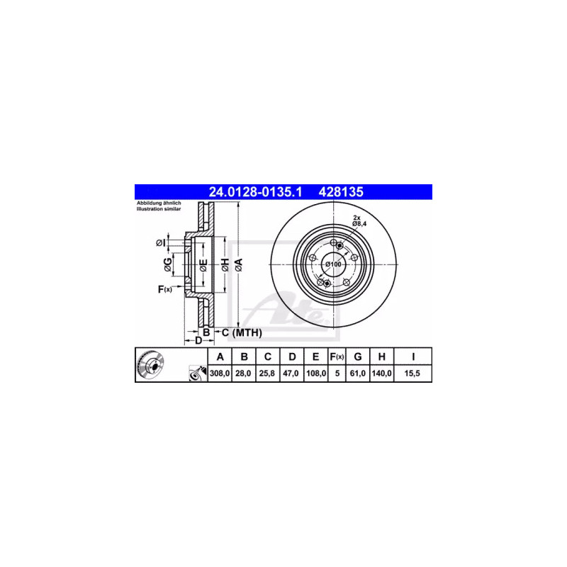 Stabdžių diskas  ATE 24.0128-0135.1