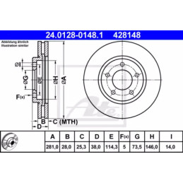 Stabdžių diskas  ATE 24.0128-0148.1