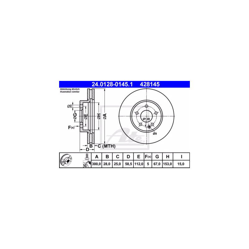 Stabdžių diskas  ATE 24.0128-0145.1