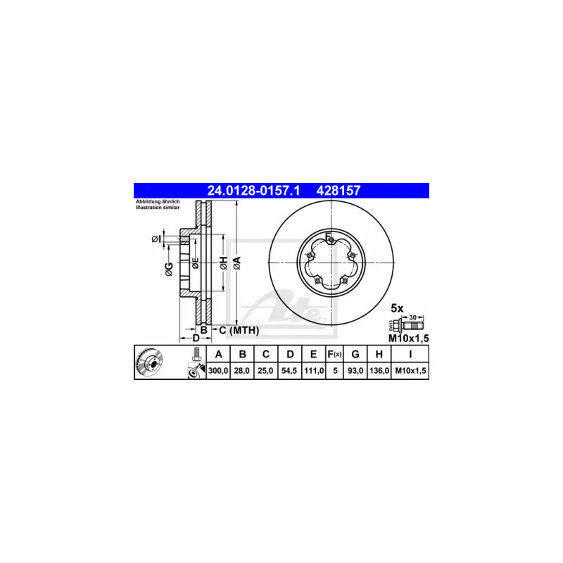 Stabdžių diskas  ATE 24.0128-0157.1