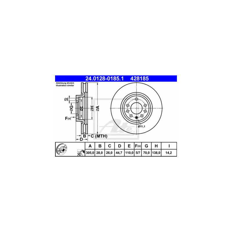 Stabdžių diskas  ATE 24.0128-0185.1