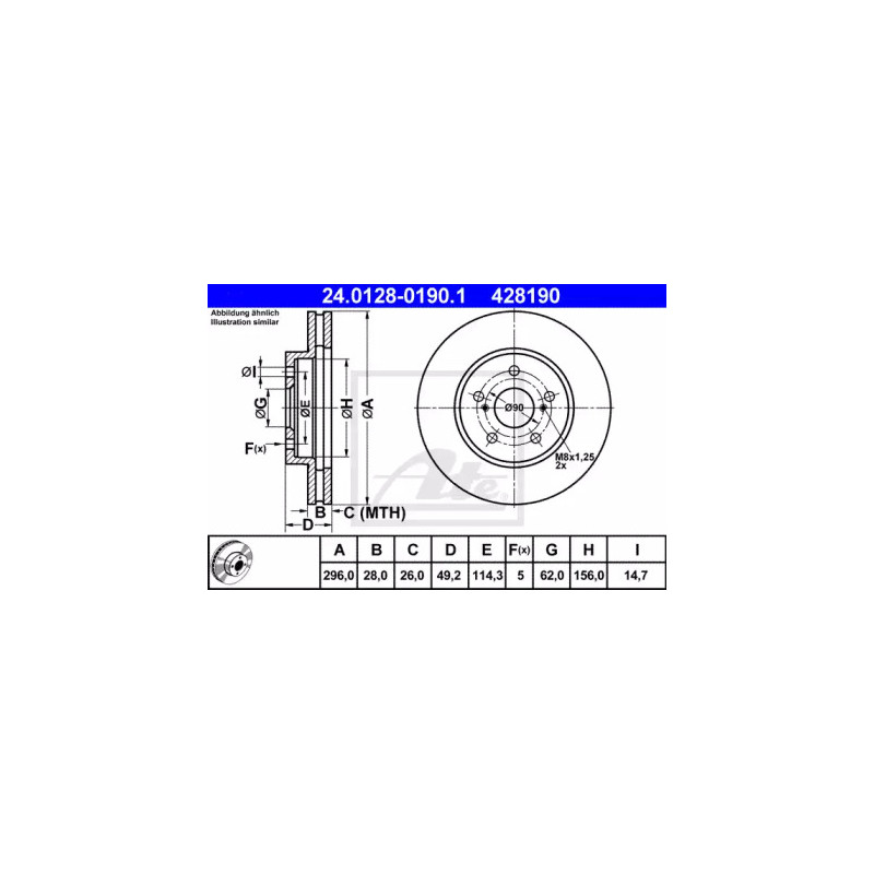 Stabdžių diskas  ATE 24.0128-0190.1