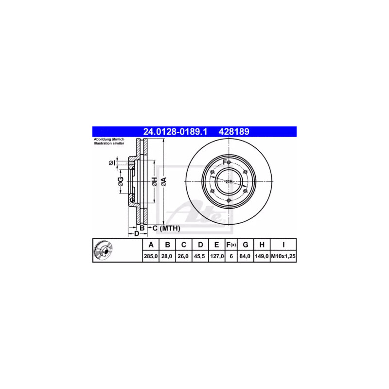Stabdžių diskas  ATE 24.0128-0189.1