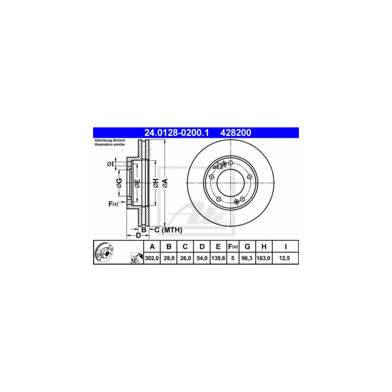 Stabdžių diskas  ATE 24.0128-0200.1