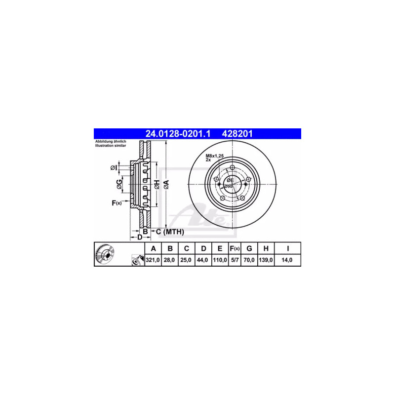 Stabdžių diskas  ATE 24.0128-0201.1