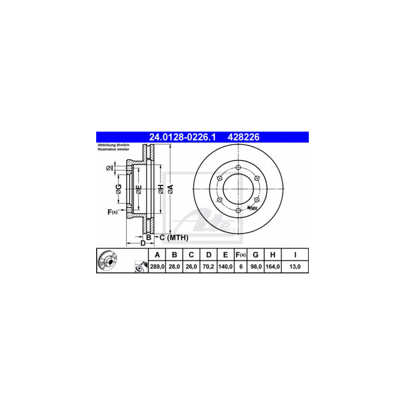 Stabdžių diskas  ATE 24.0128-0226.1