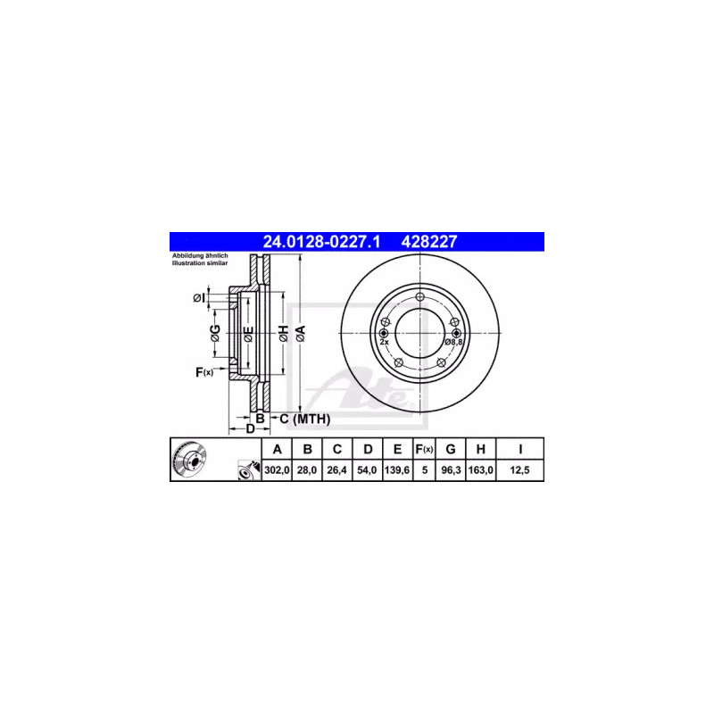 Stabdžių diskas  ATE 24.0128-0227.1
