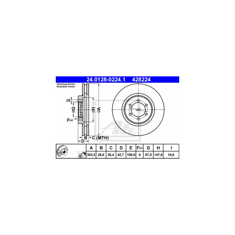 Stabdžių diskas  ATE 24.0128-0224.1