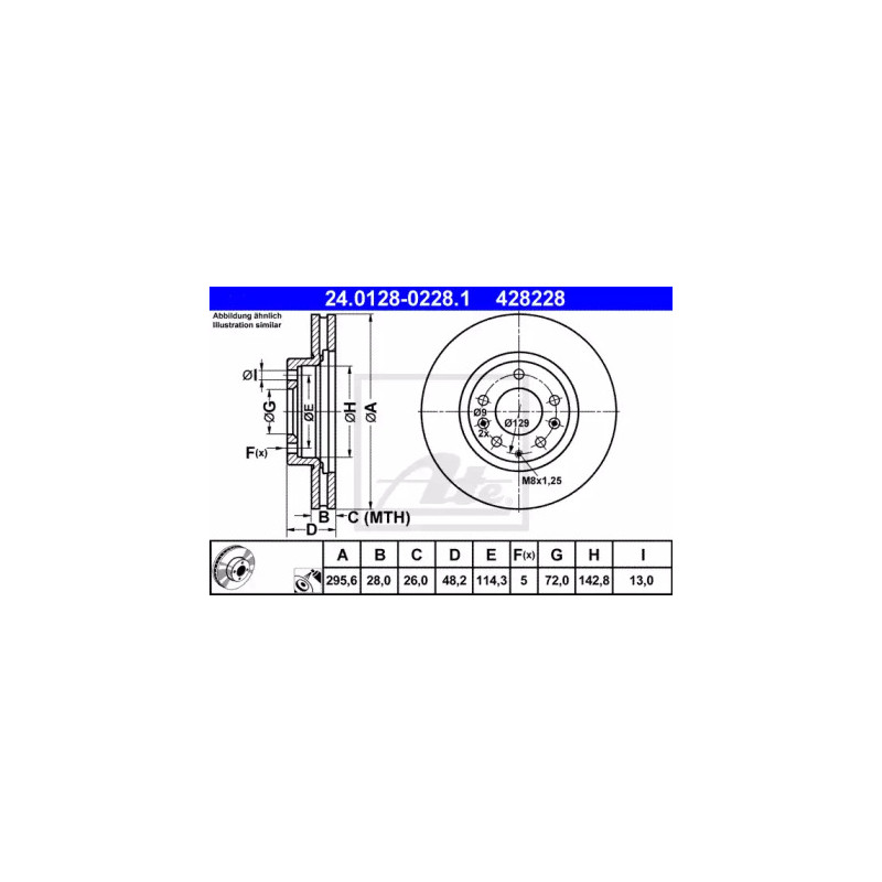 Stabdžių diskas  ATE 24.0128-0228.1