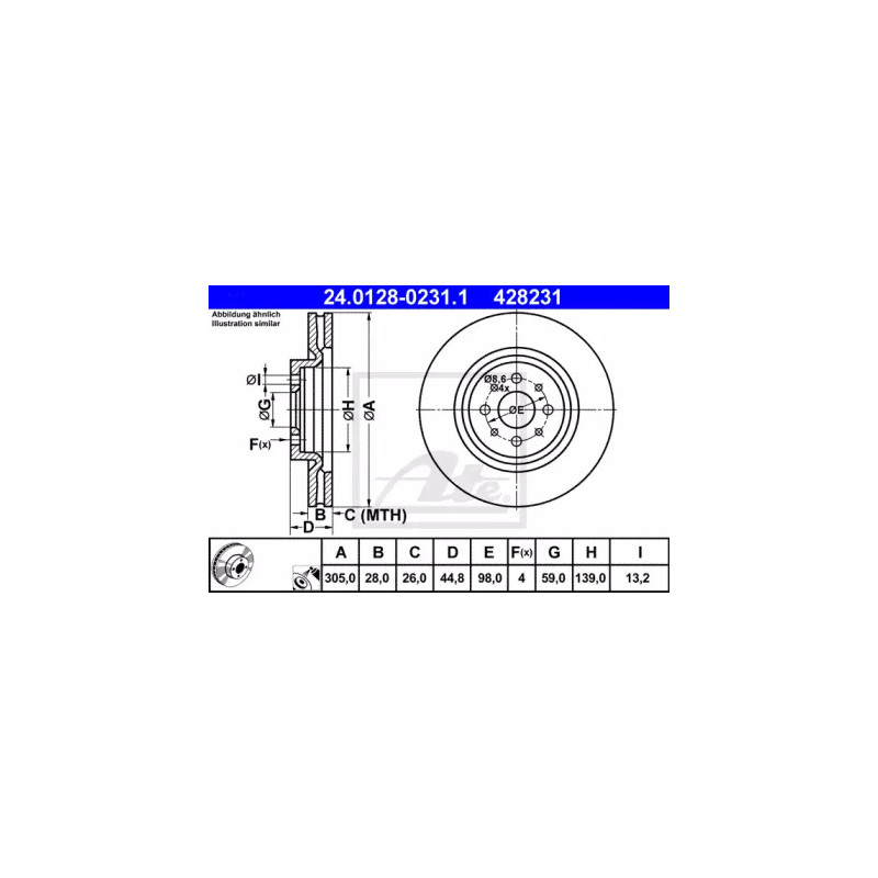 Stabdžių diskas  ATE 24.0128-0231.1