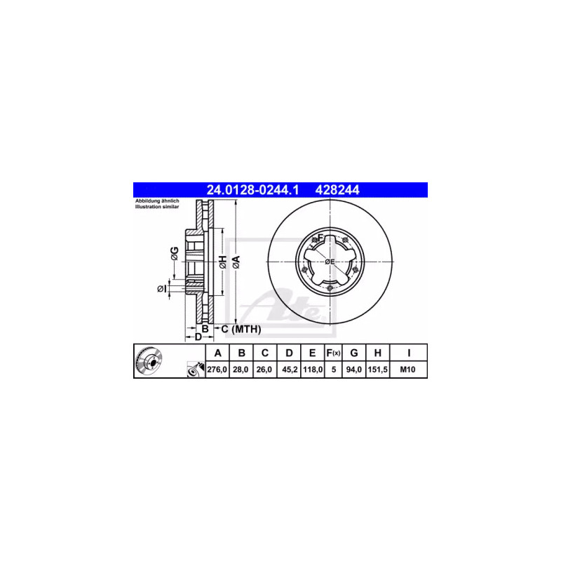 Stabdžių diskas  ATE 24.0128-0244.1